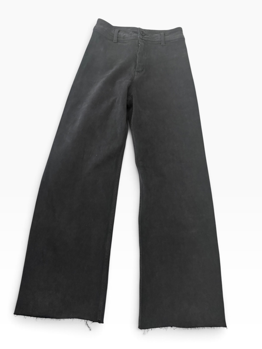 Miou Muse Black Wide Leg Raw Hem Stretch Denim Pants Size Small NWT